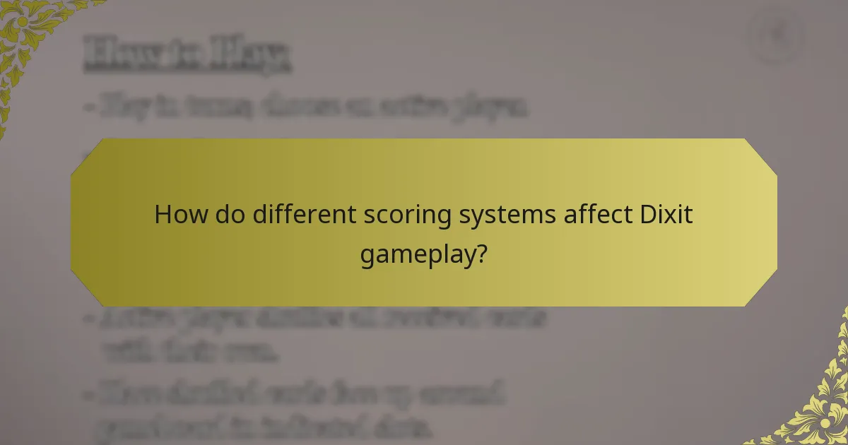 How do different scoring systems affect Dixit gameplay?