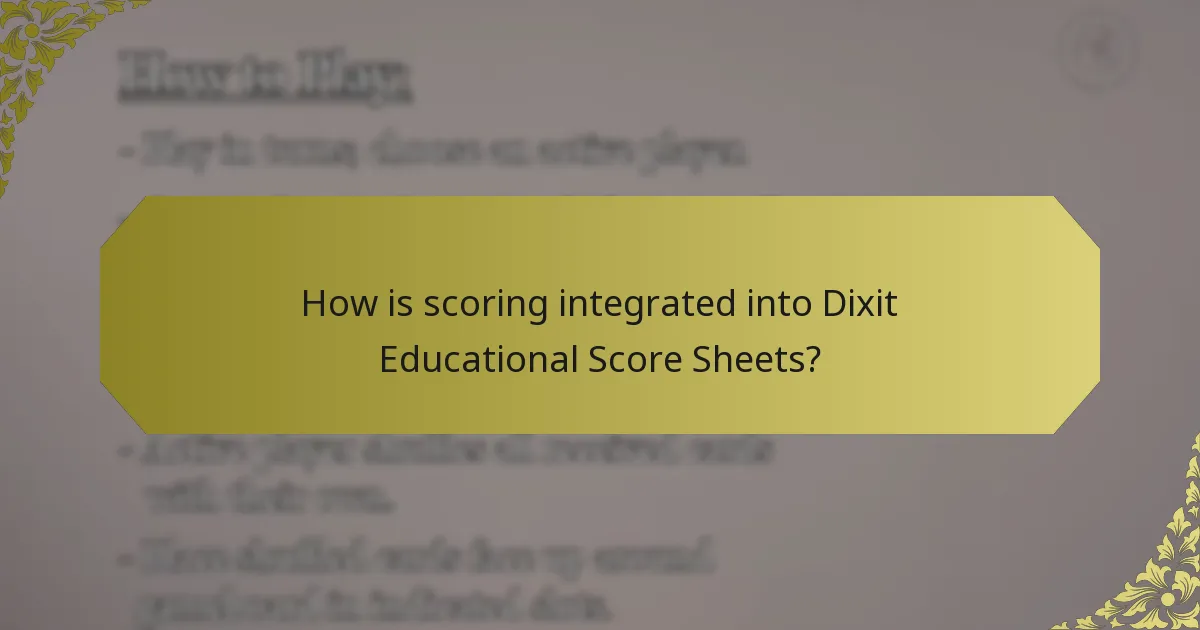 How is scoring integrated into Dixit Educational Score Sheets?